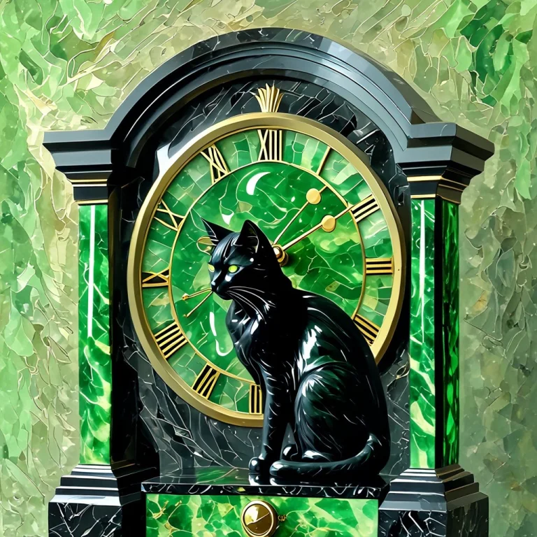 A Obsidian Jade Grandfather Clock In A Art Deco Study With A...