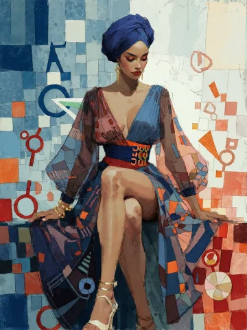 Bradhamel Art Style. A Portrait Of A Woman With Dark Skin An... — Stable Diffusion AI Prompt: Bradhamel art style. A portrait of a woman with dark skin and elegant features,...