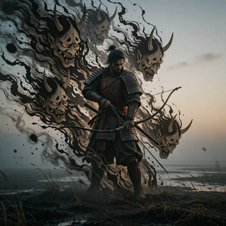 A Lone Warrior Stands Rooted In A Quiet, Desolate Landscapep...