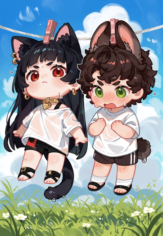 Chibi Of Two Characters Dangling Side By Side A Chibi Of A C...