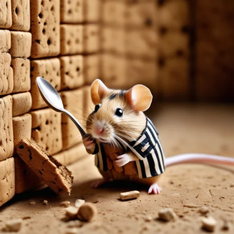 A Hilarious Photo Of A Tough-looking Hamster Wearing A Black... — SDXL AI Prompt: A hilarious photo of a tough-looking hamster wearing a black-and-white striped p...