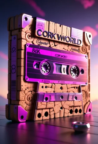 Corkworld, Raw Digital Photo, An Oversized Vintage Audio Cas... — SDXL AI Prompt: corkworld, Raw digital photo, an oversized vintage audio cassette tape made enti...