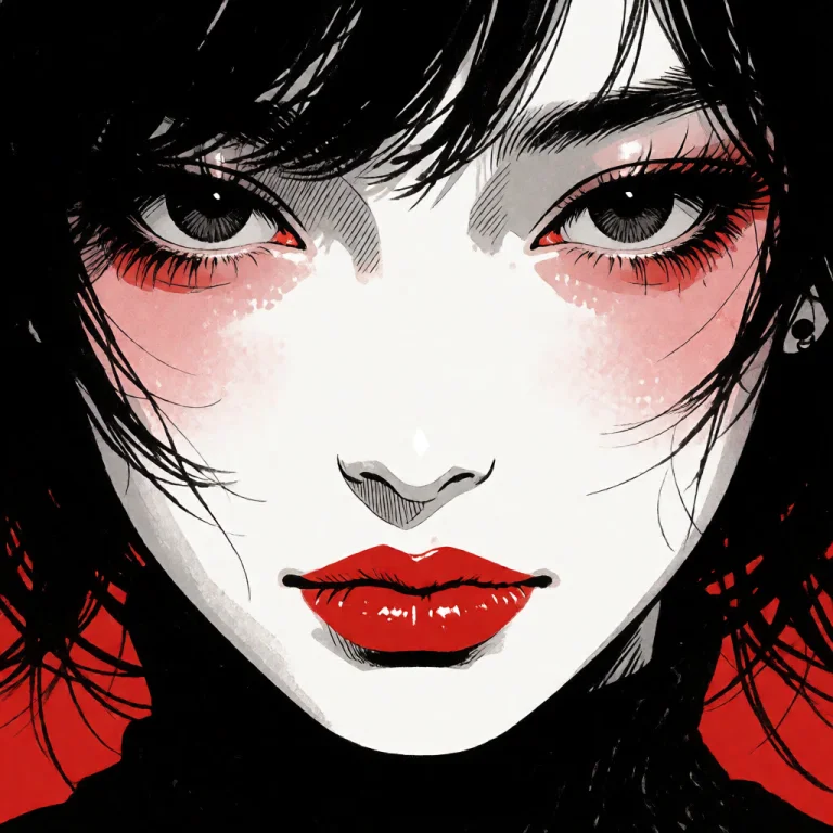 Extreme Close-up Portrait Of A Mysterious Young Woman, Manga...