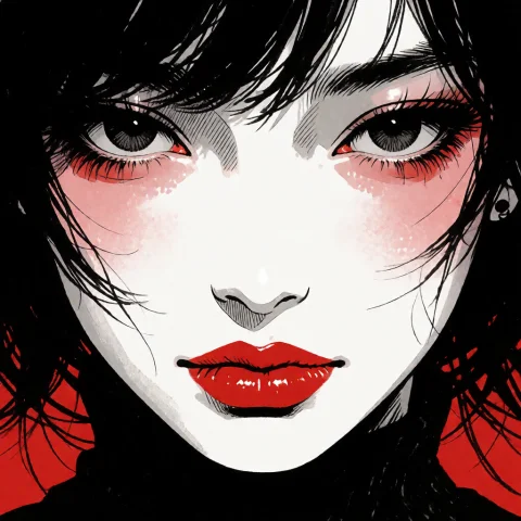 Extreme Close-up Portrait Of A Mysterious Young Woman, Manga... — Stable Diffusion AI Prompt: extreme close-up portrait of a mysterious young woman, manga style, pale skin, g...