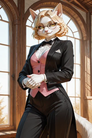 1girl, Anthro Cat Girl, Blonde Hair, White Fur, Furry Anthro... — Stable Diffusion AI Prompt: 1girl, anthro cat girl, blonde hair, white fur, furry anthro cat girl, short blo...