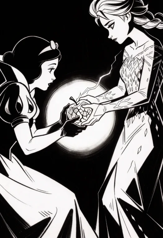 Snow White And Elsa Are Locked In A Precarious, Silent Tug-o...