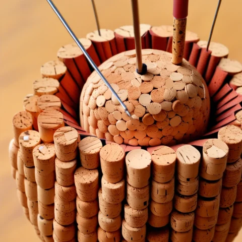 Corkworld Style, Cork Balloon, Close-up, Needle Poking Into... — SDXL AI Prompt: corkworld style, cork balloon, close-up, needle poking into cork, fingers holdin...