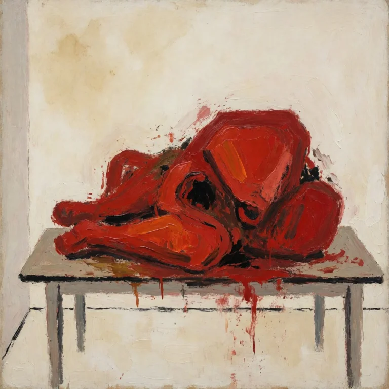 A Raw, Unsettling Mid-century Expressionist Oil Painting Of...
