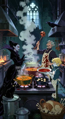 , A Darkly Theatrical, Gothic Anime Tableau Set In A Towerin... — Stable Diffusion AI Prompt: , A darkly theatrical, gothic anime tableau set in a towering, cathedral-like in...