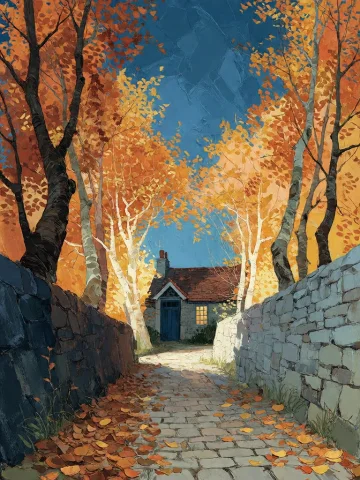 Bradhamel Art Style.a Highly Detailed Oil Painting Of A Cobb... — Stable Diffusion AI Prompt: Bradhamel art style.A highly detailed oil painting of a cobblestone path winding...