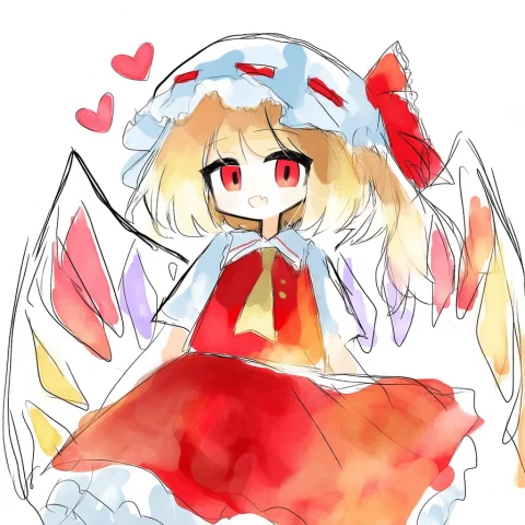 1girl, Solo, Flandre Scarlet, Watercolor Painting, From Behi... — Stable Diffusion AI Prompt: 1girl, solo, flandre scarlet, watercolor painting, from behind, looking at viewe...