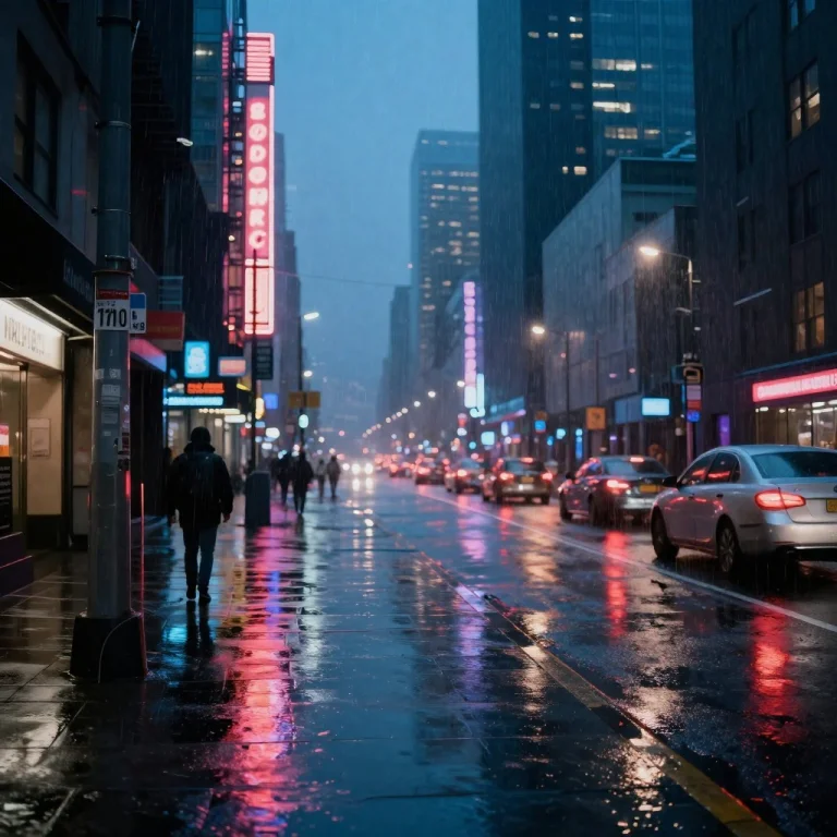 Neon City Street Rain