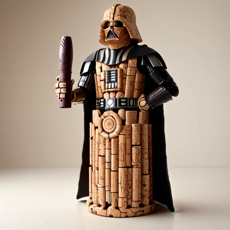 Corkworld, Darth Vader Made Of Cork Opening A Giant Wine Bot...