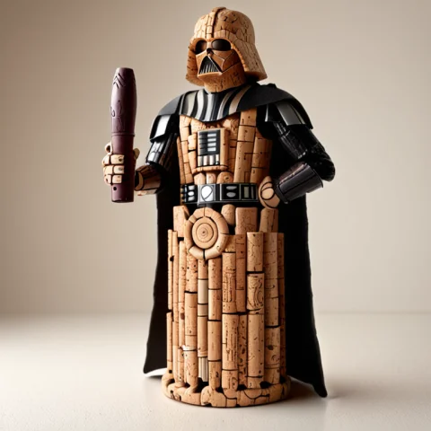 Corkworld, Darth Vader Made Of Cork Opening A Giant Wine Bot... — SDXL AI Prompt: corkworld, Darth Vader made of cork opening a giant wine bottle with a corkscrew...