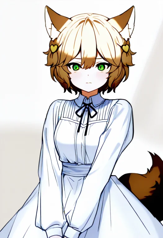 Siaww, Wolf Girl, Wolf Ears, Wolf Tail, Green Eyes, Brown Ha...