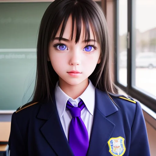 1 Girl, School , Uniform , Outfit ,beautiful , Purple , Eyes