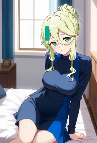 Aroneww, Mature Female, Aqua Eyes, Light Green Hair, Short H... — Stable Diffusion AI Prompt: aroneww, mature female, aqua eyes, light green hair, short hair with long locks,...