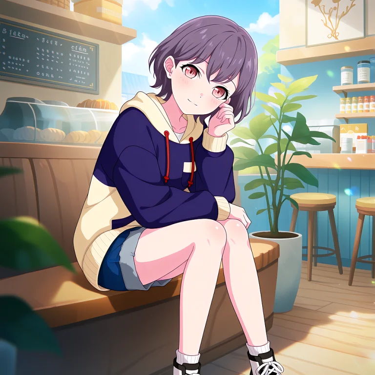 An Anime Illustration Of Tomori Wearing Casual Attire. She H...
