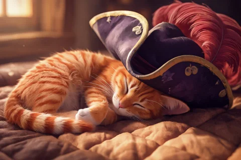 Himmis, A Highly Detailed Realistic Photo Of A Cute Orange T... — Stable Diffusion AI Prompt: @himmis, A highly detailed realistic photo of a cute orange tabby cat sleeping p...
