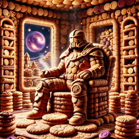Wine Corks Pizza Fantasy Style, Cookie Thanos Sitting Peacef... — SDXL AI Prompt: wine corks pizza Fantasy Style, Cookie Thanos sitting peacefully on a gingerbrea...