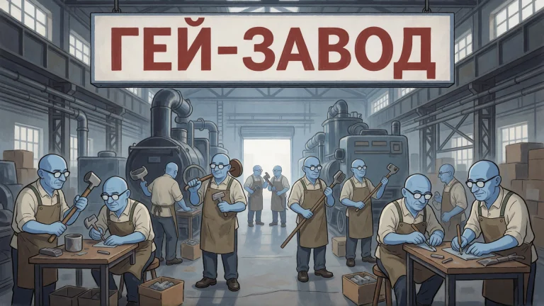A Huge Factory Staffed By Blue-skinned, Bald, And Bespectacl...