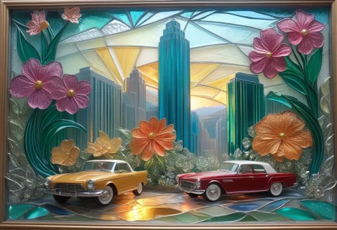 Novuschroma54 Style, Advertisement 1930s-style Art Deco Post... — SDXL AI Prompt: novuschroma54 style, ADVERTISEMENT 1930s-style art deco poster, a Duesenberg car...