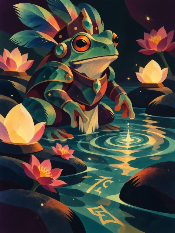 Vtxserrave, A Small Emerald Frog Oracle Stands Ankle-deep In...