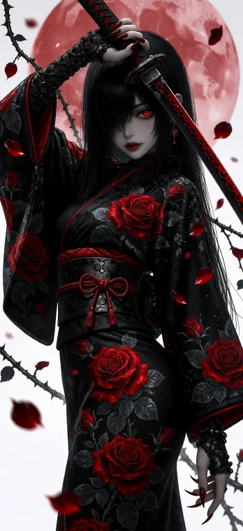 Ta86wistfall, Close Up, A Deadly Kawaii Cyberpunk Rose Assas...
