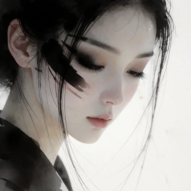 Minimalist Ink Art Mode, Soft Ambient Lighting, Monochromati...