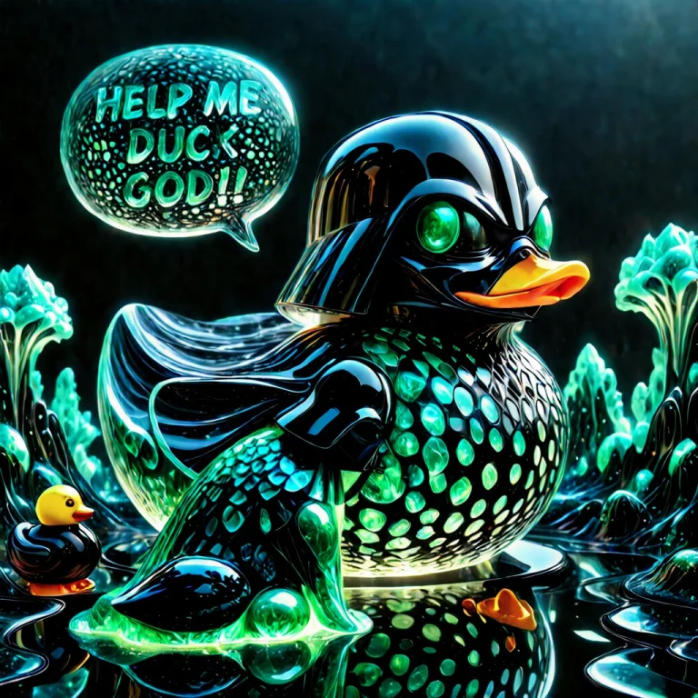 Darth Vader And A Jade Rubber Duck Friend Made Of Glass, Smo...