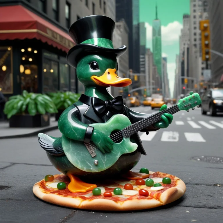 Obsidian Jade Style World Morph, A Duck Wearing A Top Hat, M...
