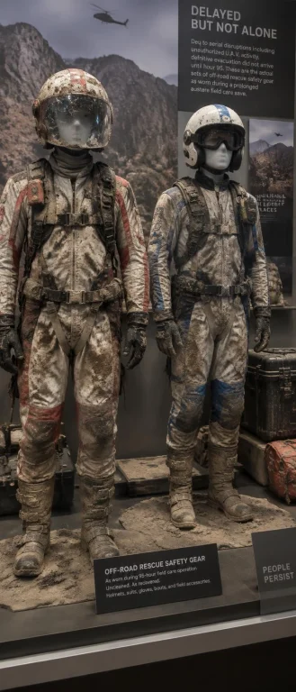 Display At A Museum Showing Two Manikins Each Wearing A Set...