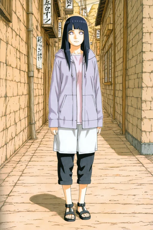 Kishimoto Masashi Style,traditional Media,1girl,hyuuga Hinat...