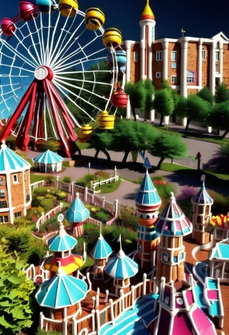 Cork Amusement Park1.5 , S3tc1tr0n, No Humans, Cork Scenery,... — SDXL AI Prompt: (Cork Amusement Park:1.5) , s3tC1tr0n, no humans, cork scenery, outdoors, Whimsi...