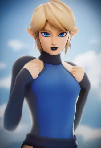 Fugl1nk, Link, Upper Body, 1boy, Solo, Femboy, Pointy Ears,... — Stable Diffusion AI Prompt: fugl1nk, link, upper body, 1boy, solo, femboy, pointy ears, silver earrings, blu...