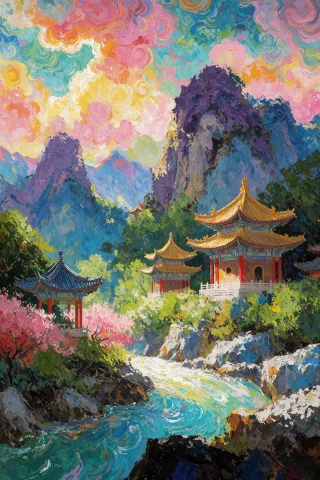 Velnari, Kokoyastyle, Illustration Of, , A Vibrant, Highly S... — Stable Diffusion AI Prompt: velnari, kokoya_style, illustration of, , A vibrant, highly stylized landscape i...
