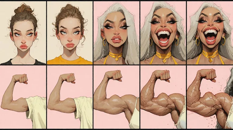 Subject And Action A 5-stage Female Muscle Growth Sequence O...