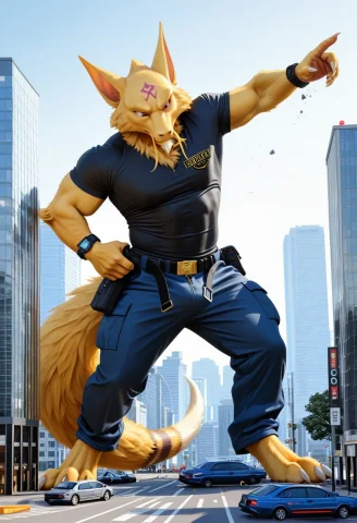 Kadabra, Anthro, Furry, Solo, Male, No Humans, Bara, Muscula... — Stable Diffusion AI Prompt: Kadabra, anthro, furry, solo, male, no humans, bara, muscular, fluffy fur, black...