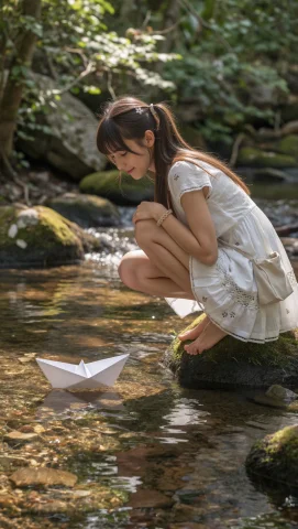Title Crystal Forest Stream Character Beautiful 23-year-old... — Stable Diffusion AI Prompt: TITLE: Crystal Forest Stream CHARACTER: beautiful 23-year-old European woman, sl...