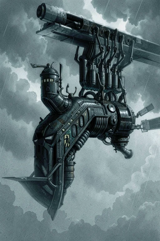 A Large Mechanical Object With Multiple Limbs And Wheels Is...