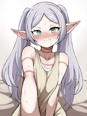 Sensitive, 1girl, Kum4s4n, Frieren, Rope Marks, Sleeveless,... — Stable Diffusion AI Prompt: sensitive, 1girl, @kum4s4n, frieren, rope marks, sleeveless, alternate costume,...