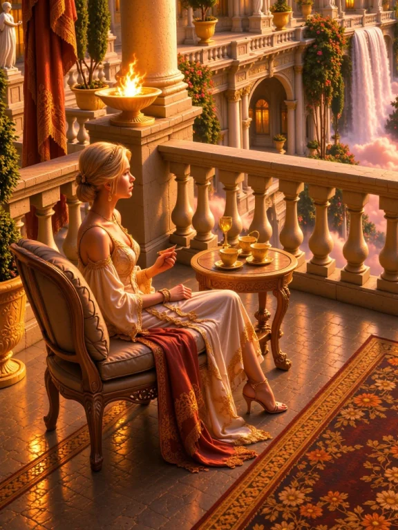 Boet, Balcony Of Eternity, A Blonde Low Up-do Haired Woman I...