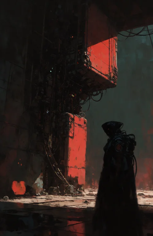 Dark, Moody Digital Painting Of A Futuristic, Industrial Set...