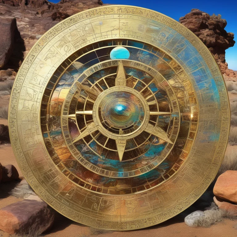 Jheliotropic, Polished Brass Astrolabe, Desert Ruins, Ancien...