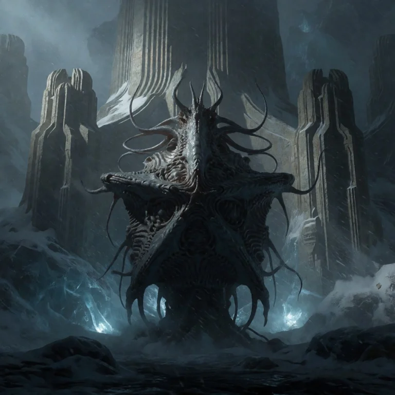 A Solitary Elder Thing Stands Motionless Inside An Abandoned...