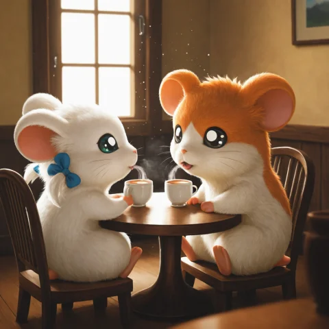 Lorahamtaro2.1duoym640.7, Duo, 1girl, 1boy, Hamster, Hamtaro... — Stable Diffusion AI Prompt: , duo, 1girl, 1boy, hamster, Hamtaro, Bijou, sitting at the table drinking tea,...