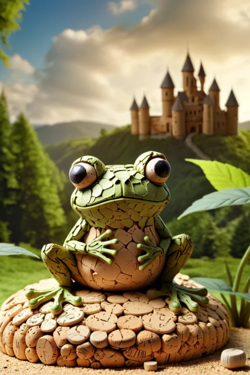 A Cute Frog With Yyy . Surreal Fantasy Scenery.. Corkworld....