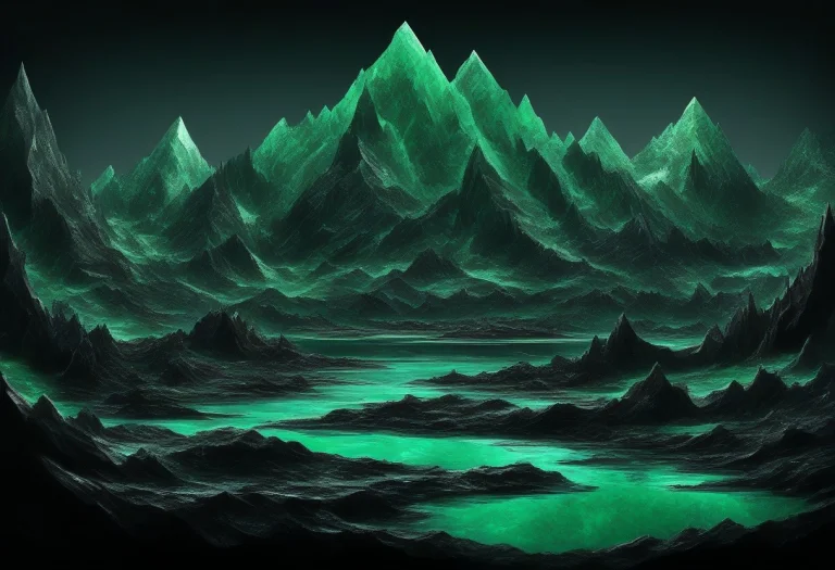 Wide Intricate Mesmerizing Landscape, Jagged Mountains Above...