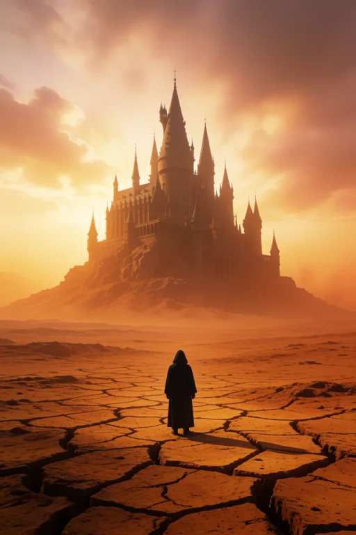 Epic Dark Fantasy Landscape Showing A Lone Figure In A Black...