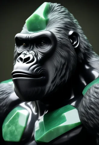 A Giant Gorilla Taking A Selfie With A Tiny Smartphone, Duck... — SDXL AI Prompt: a giant gorilla taking a selfie with a tiny smartphone, duck face, carved from p...